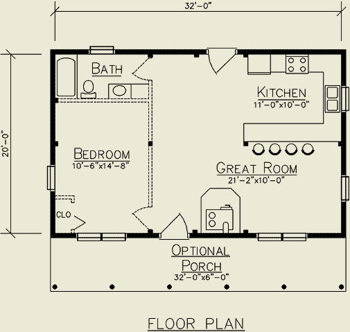 Musquash Log Cabin - Floor Plans - 1st Floor